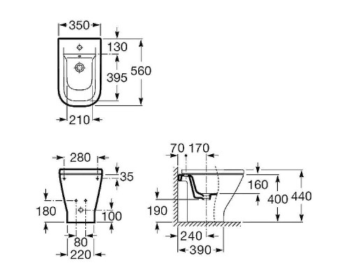 Биде Roca The Gap 357474000 Белое