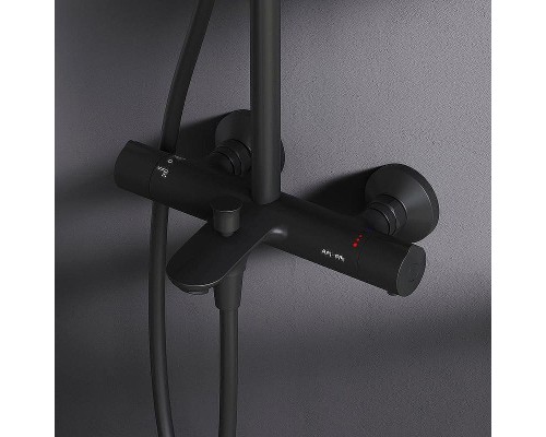 Душевая система AM.PM Like F0780522 с термостатом Черная матовая