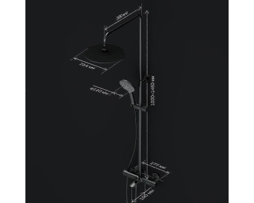Душевая система AM.PM Like F0780522 с термостатом Черная матовая