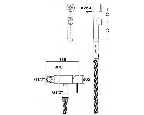 Гигиенический душ со смесителем AQUAme AQM6001CR Хром