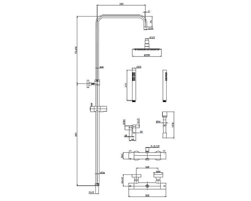 Душевая система AQUAme AQM8006MB с термостатом Черная матовая