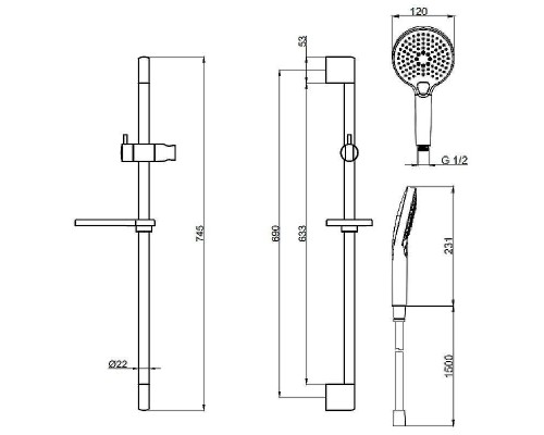 Душевой гарнитур AQUAme AQM8101CR Хром