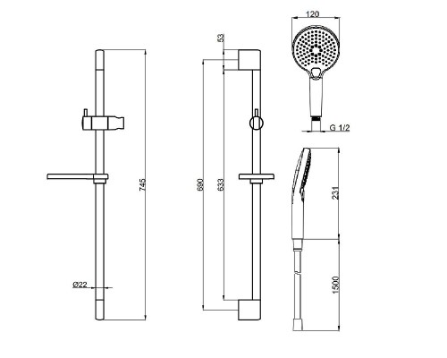 Душевой гарнитур AQUAme AQM8101BN цвет Никель шлифованный
