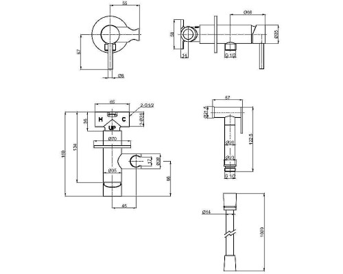Гигиенический душ со смесителем AQUAme Siena AQM6217MB Черный матовый