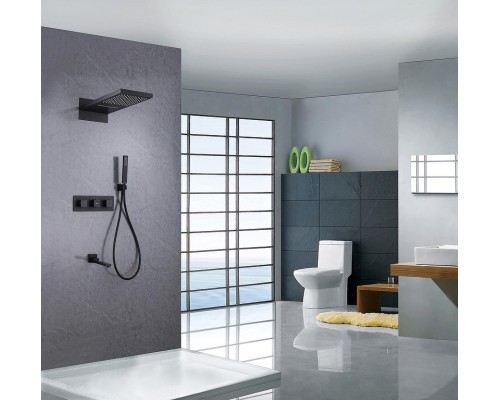 Душевая система Abber Daheim AF8253B с термостатом Черная матовая