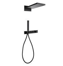 Душевая система Abber Rund AF8752B с термостатом Черная матовая