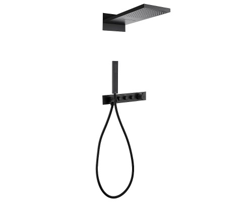 Душевая система Abber Rund AF8752B с термостатом Черная матовая
