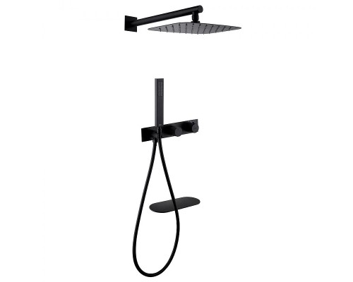 Душевая система Abber Rund AF8750B с термостатом Черная матовая