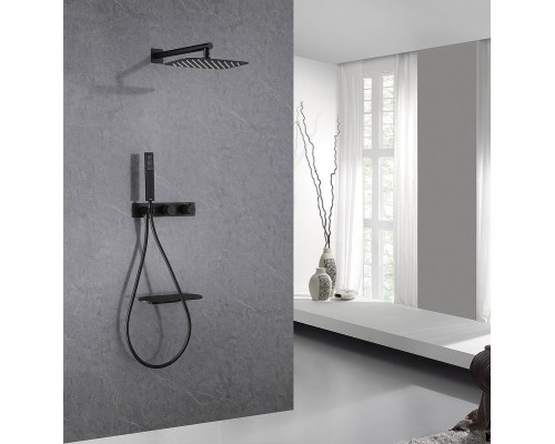 Душевая система Abber Rund AF8750B с термостатом Черная матовая