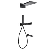 Душевая система Abber Rund AF8753B с термостатом Черная матовая