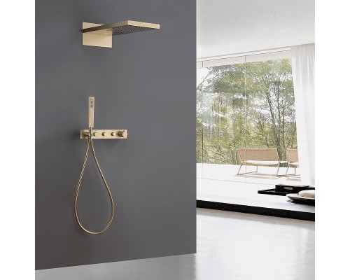 Душевая система Abber Rund AF8752G с термостатом Золото матовое