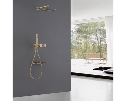 Душевая система Abber Rund AF8750G с термостатом Золото матовое
