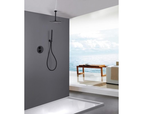 Душевая система Abber Wasser Kreis AF8121B Черная матовая