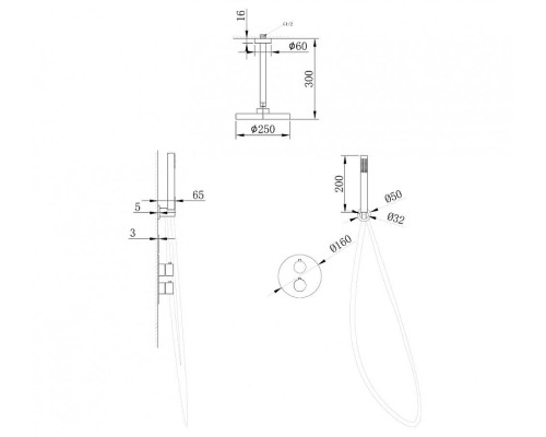 Душевая система Abber Wasser Kreis AF8121B Черная матовая