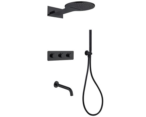 Душевая система Abber Wasser Kreis AF8150B с термостатом Черная матовая