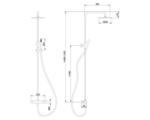 Душевая система Abber Wasser Kreis AF8160L с термостатом Хром