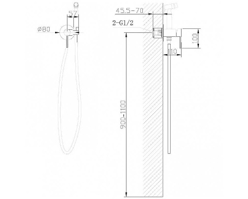 Гигиенический душ со смесителем Abber Wasser Kreis AF8125RG Розовое золото