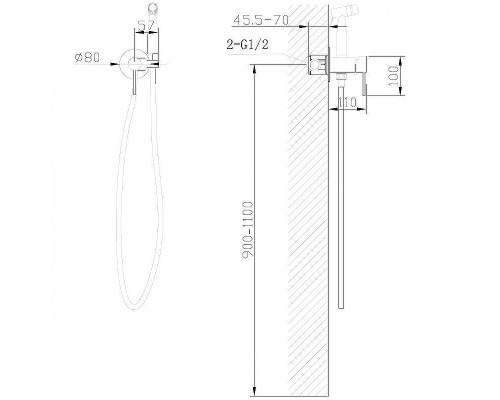 Гигиенический душ со смесителем Abber Wasser Kreis AF8125G Золото матовое