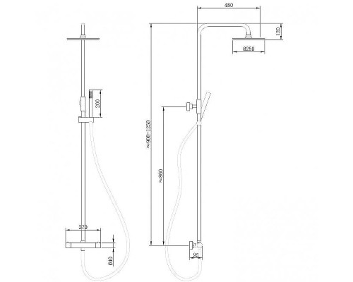Душевая система Abber Wasser Kreis AF8160G с термостатом Золото матовое
