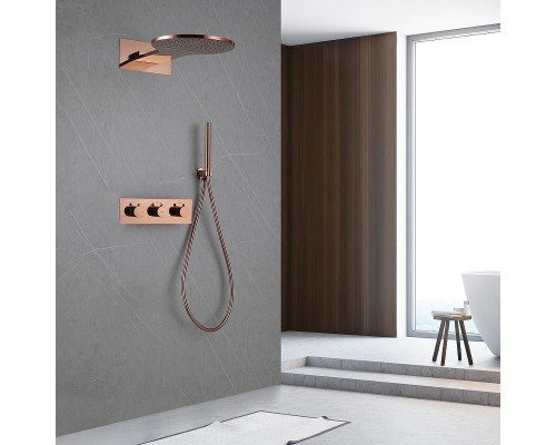 Душевая система Abber Wasser Kreis AF8151RG c термостатом цвет Розовое золото