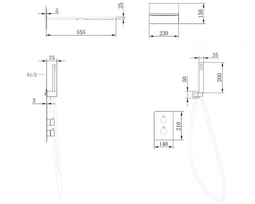 Душевая система Abber Weiss Insel AF8052W с термостатом Белая