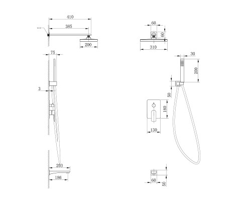 Душевая система Abber Weiss Insel AF8017FW Белая матовая