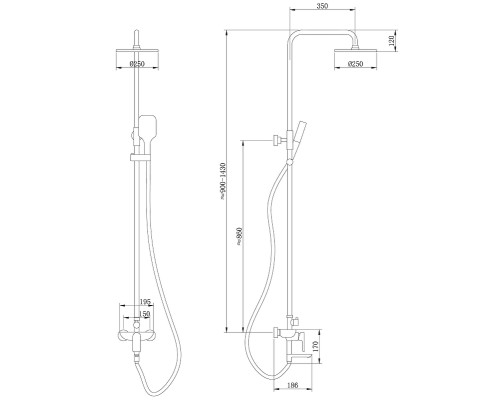 Душевая система Abber Weiss Insel AF8016N Хром