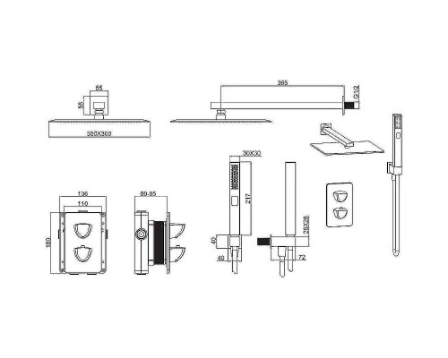 Душевая система Allen Brau Infinity 5.21016-31 с термостатом Черная матовая