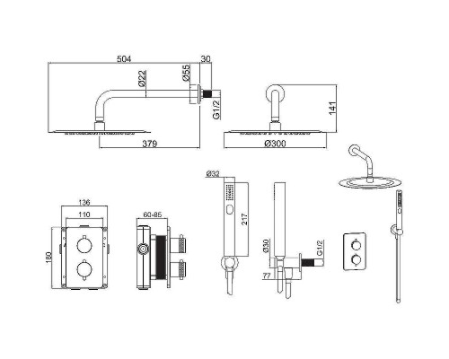 Душевая система Allen Brau Priority 5.31013-BN с термостатом Никель брашированный
