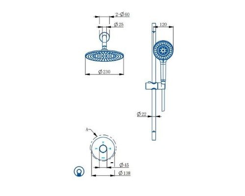 Душевая система Arrow AG372001GGP-1 цвет Серый