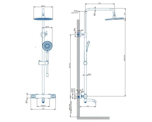 Душевая система Arrow AG3317SHMB с термостатом цвет Черный матовый