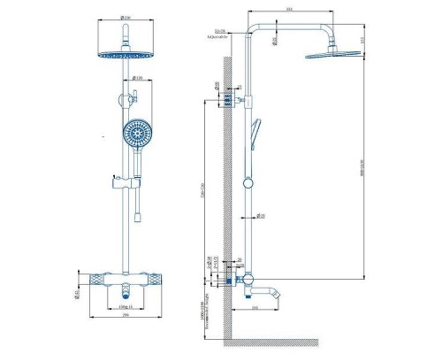 Душевая система Arrow AG3317SHU1CP с термостатом цвет Хром