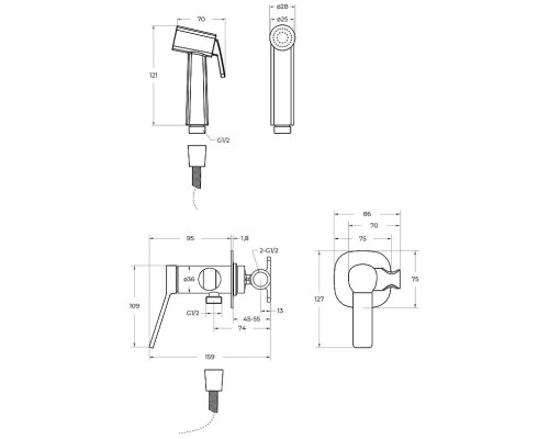 Гигиенический душ со смесителем BelBagno Albano ALBANO-HGN-CRM Хром