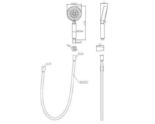 Душевой гарнитур BelBagno Ancona BB-DFS-5-CRM Хром