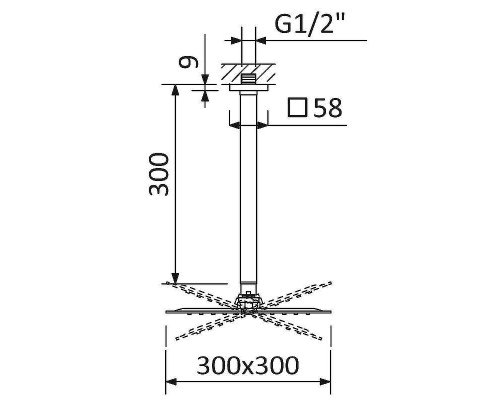 Верхний душ Cezares Czr CZR-B-TDDQ-30/30-NOP Черный матовый