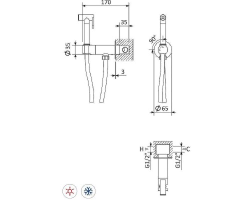 Гигиенический душ со смесителем Cezares Leaf LEAF-DIF-SS Sunset
