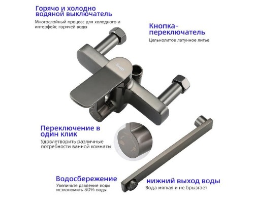 Душевая система Frap H62-9 F2462-9 Оружейная сталь