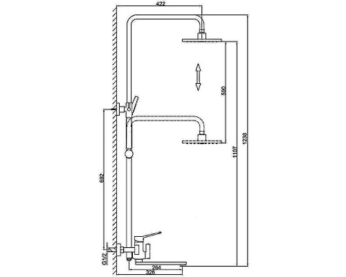 Душевая система Frap H62-9 F2462-9 Оружейная сталь