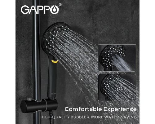 Душевая система Gappo G90 G2490-6 с термостатом Черная матовая