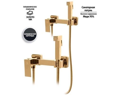 Гигиенический душ со смесителем Grocenberg GB101NGO Золото