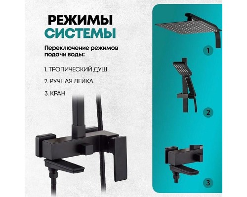 Душевая система Grocenberg GB7008BL Черная матовая