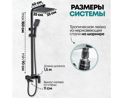 Душевая система Grocenberg GB7008BL Черная матовая