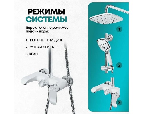 Душевая система Grocenberg GB7010WC Белая Хром