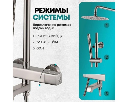 Душевая система Grocenberg GB7005NK с термостатом Никель