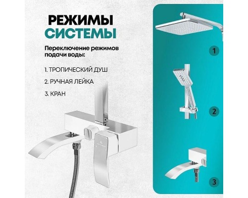 Душевая система Grocenberg GB7007-1WC Белая Хром