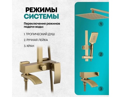 Душевая система Grocenberg GB7007-1MG Золото матовое
