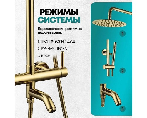 Душевая система Grocenberg GB7099GO Золото