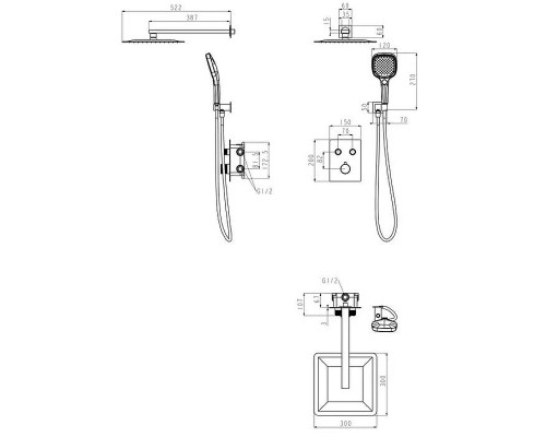 Душевая система Grocenberg GB5040BG с термостатом Графит