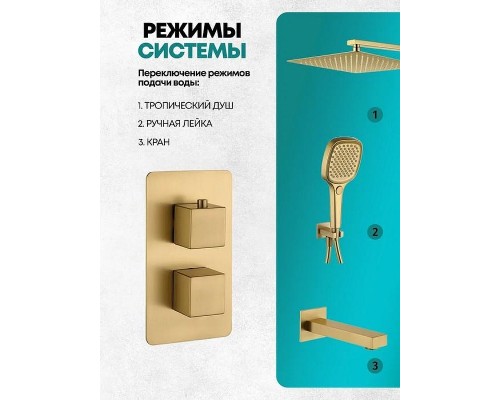 Душевая система Grocenberg GB5050MG с термостатом Золото матовое