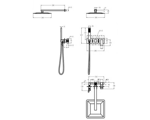 Душевая система Grocenberg GB5080GO Золото